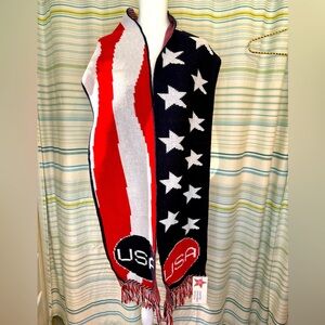 USA Patriotic Stars & Stripes Scarf Made in USA - New with Tags Flag America NWT